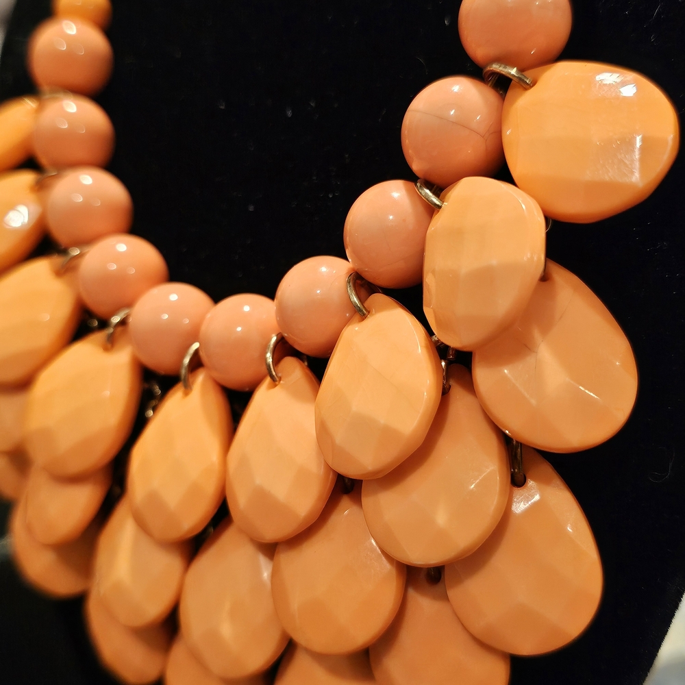 Vibrant Orange and Gold Layered Necklace - Picture 3 of 4